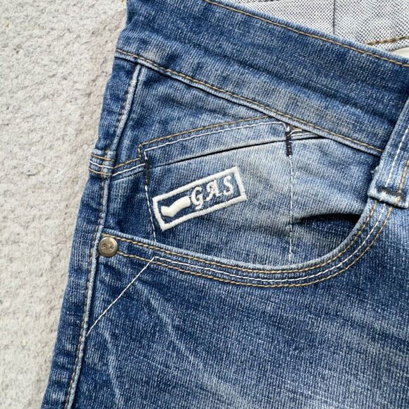 Gas Jeans Men 31x27 Blue Slim Faded Atelier Italian Design 1984 Whiskers Zip Fly - Picture 5 of 16